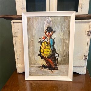 Colorful Clown Art Print in White Frame